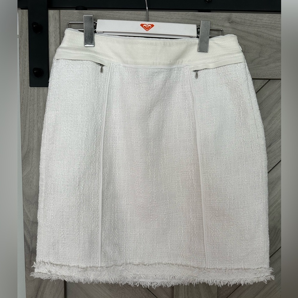 White House Black Market Textured White Mini Skirt